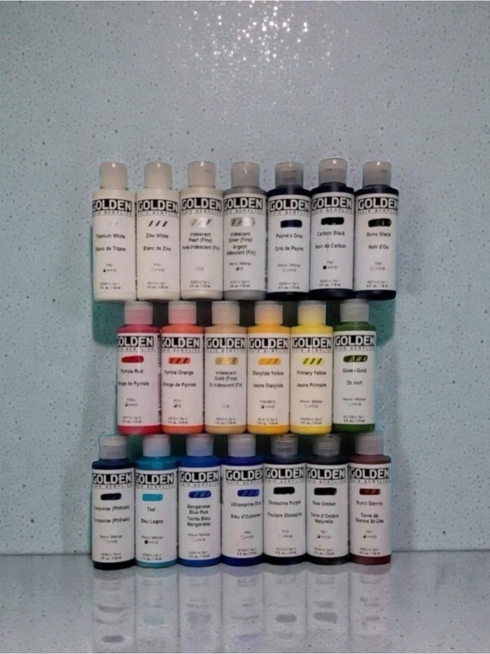 New Golden Fluid Acrylic Paint Lot of 20- Bundle 4 fl oz Each